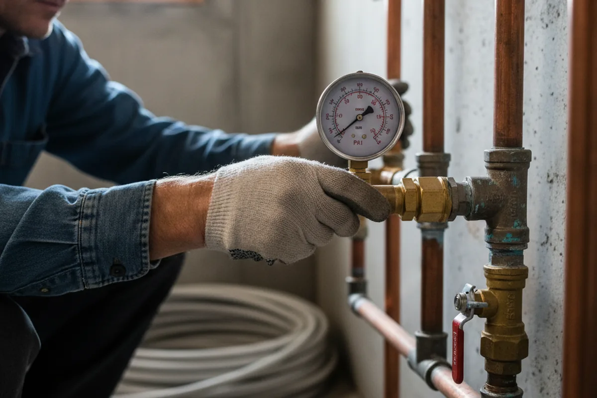 Pressure testing a repaired line during Water Line Repair in Mount Berry